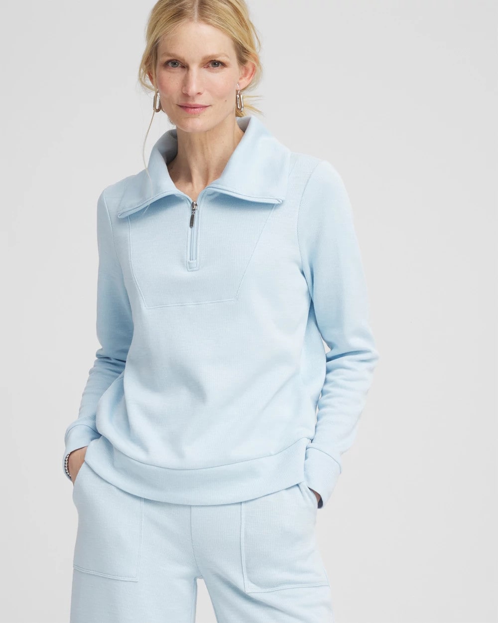 Chico's Clothing Zenergy® Beach Slub Half-Zip Pullover Top