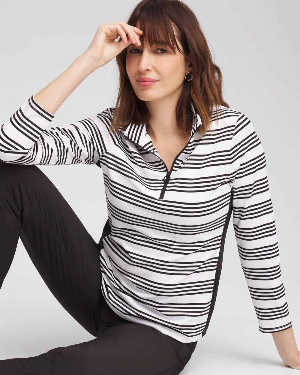 Chico's Clothing Zenergy® UPF Stripe Long Sleeve Top