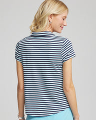 Chico's Clothing Zenergy® Striped UPF Mockneck Short-Sleeve Top