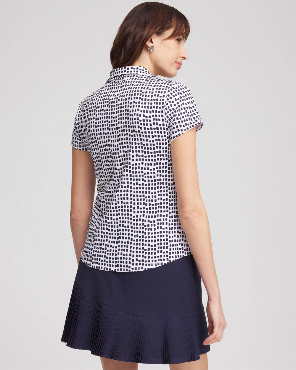 Chico's Clothing Zenergy® UPF Dots Mockneck Short-Sleeve Top