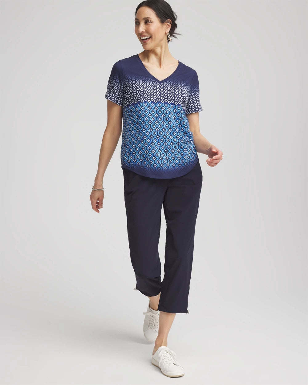 Chico's Clothing Zenergy® Graphic Ombre V-Neck Tee