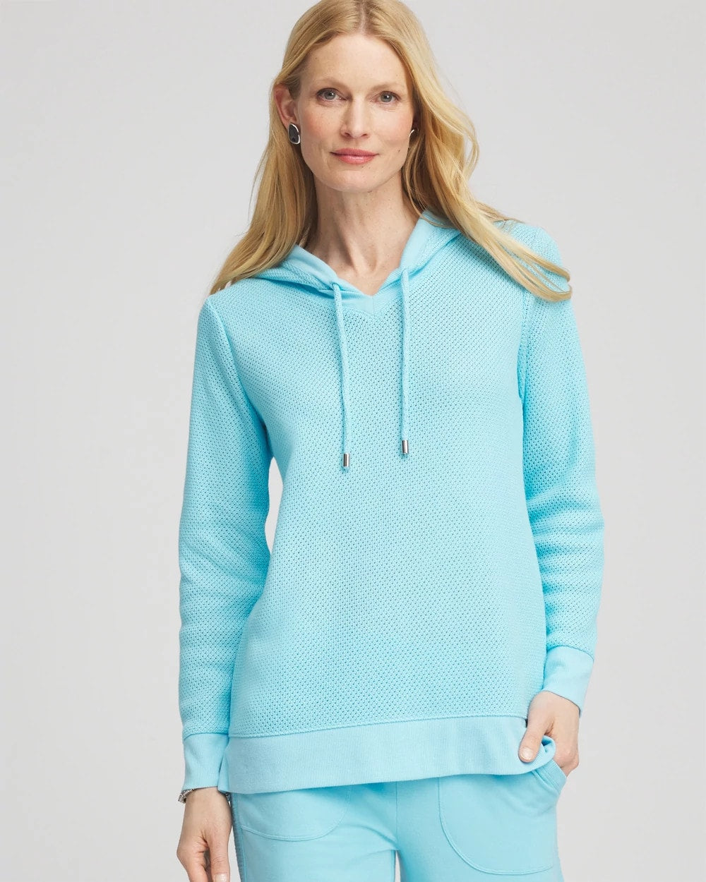 Chico's Clothing Zenergy® Crochet Knit Hooded Pullover Top