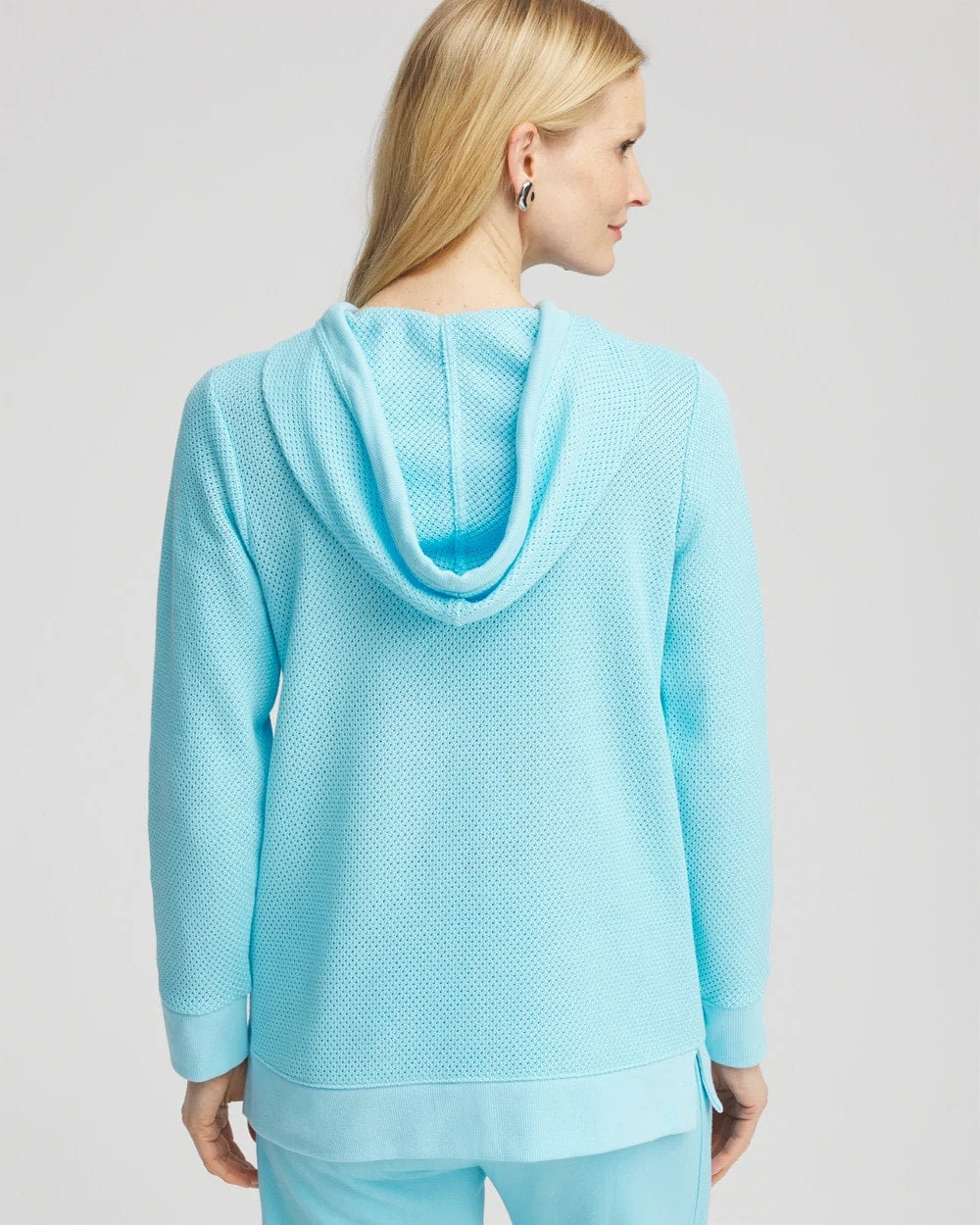 Chico's Clothing Zenergy® Crochet Knit Hooded Pullover Top