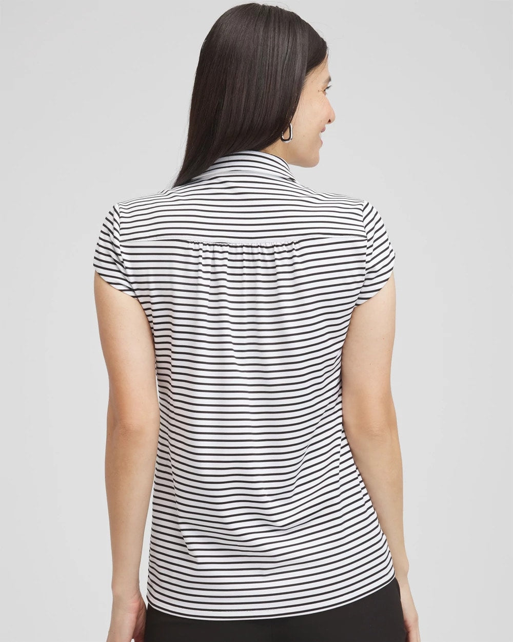 Chico's Clothing Zenergy® UPF Stripe Cap Sleeve Polo