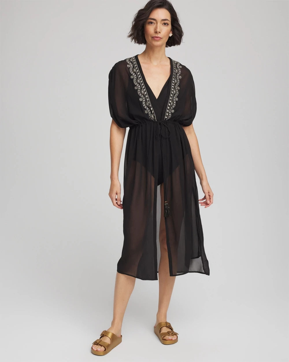 Chico's Clothing Miraclesuit® Beach Embroidered Long Kimono