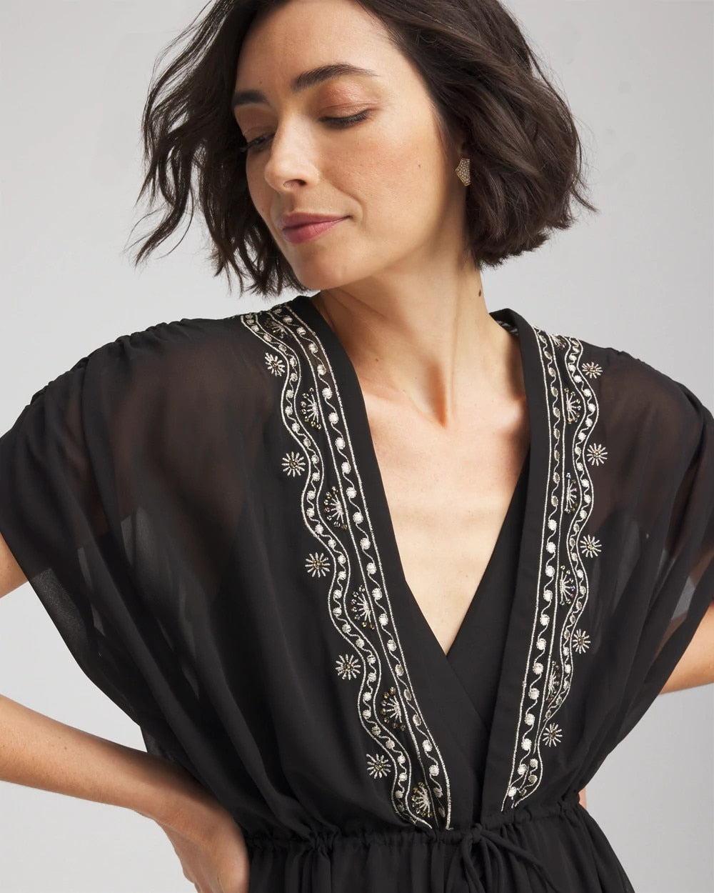 Chico's Clothing Miraclesuit® Beach Embroidered Long Kimono