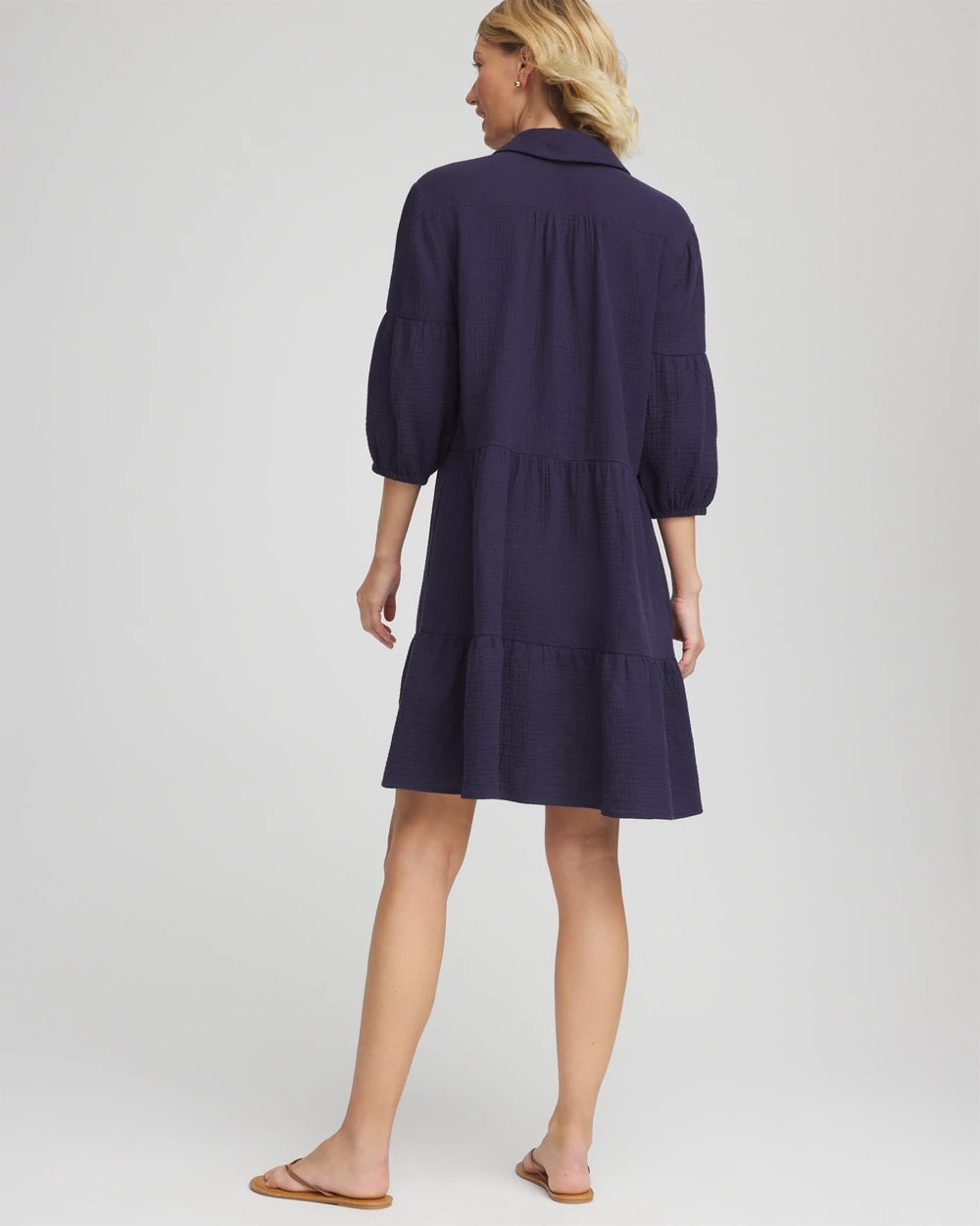 Chico's Clothing Woven Tiered Swim Cover-Up Dress