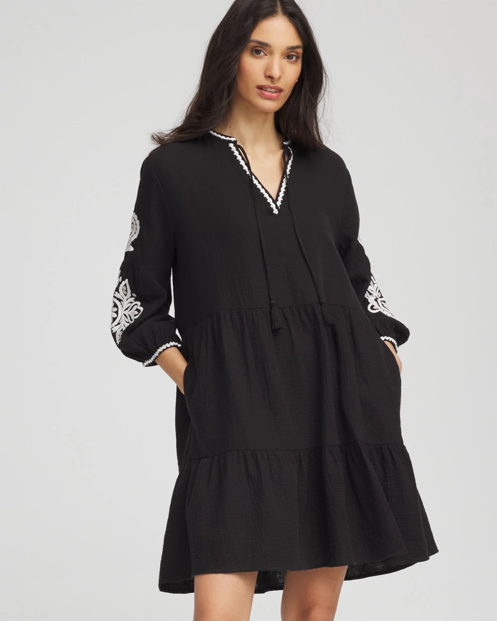 Chico's Clothing Woven Embroidered Swim Cover-Up