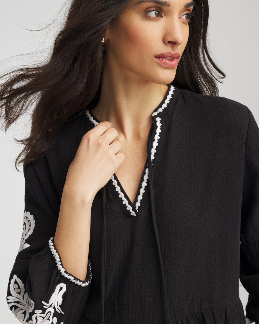 Chico's Clothing Woven Embroidered Swim Cover-Up