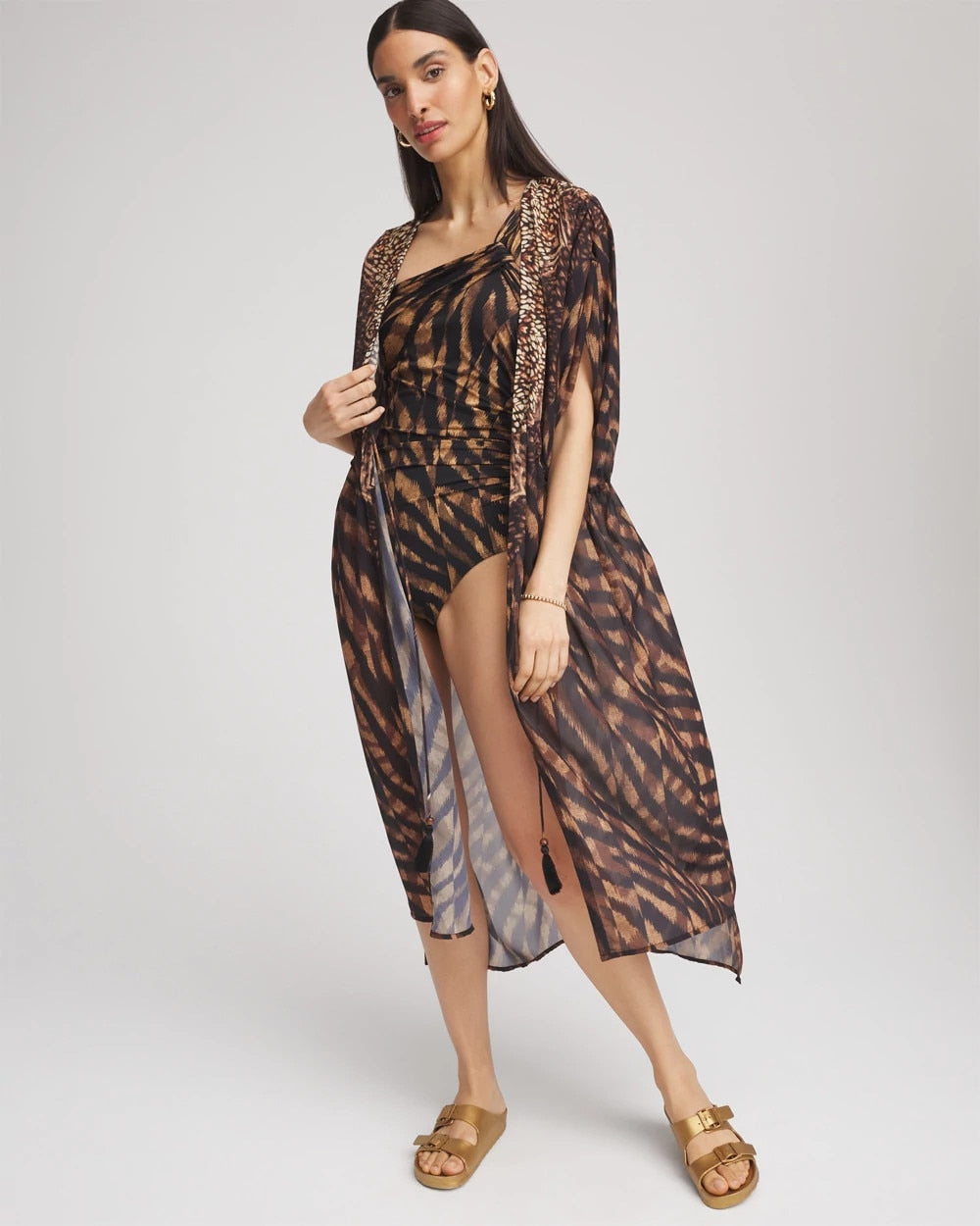 Chico's Clothing Miraclesuit® Raya De Safari Kimono Cover-Up