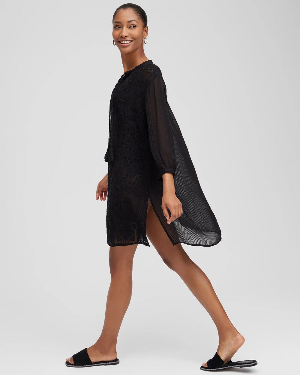 Chico's Clothing Embroidered Swim Dress Coverup