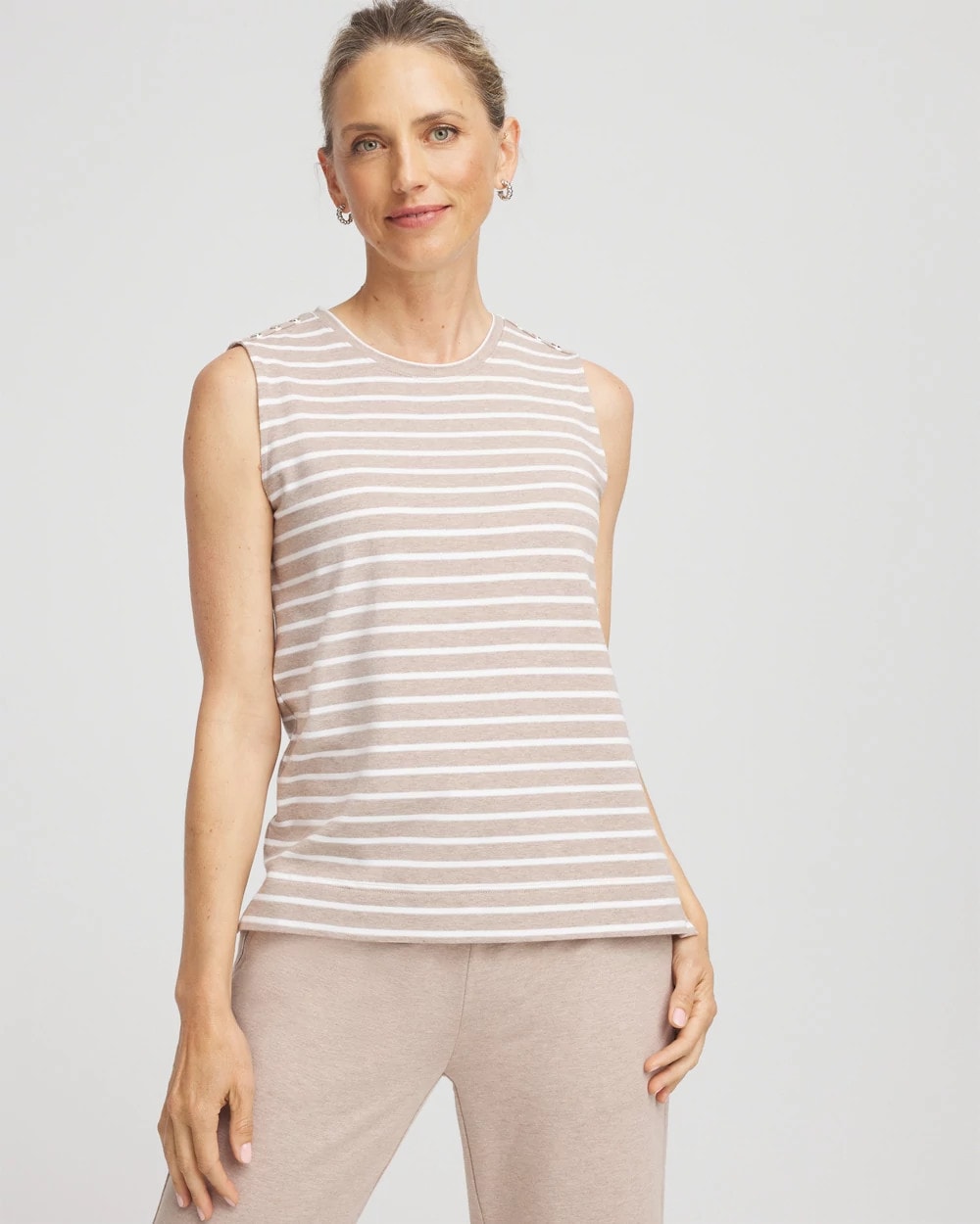 Chico's Clothing Zenergy® UPF Sleeveless Metallic-Striped Tank