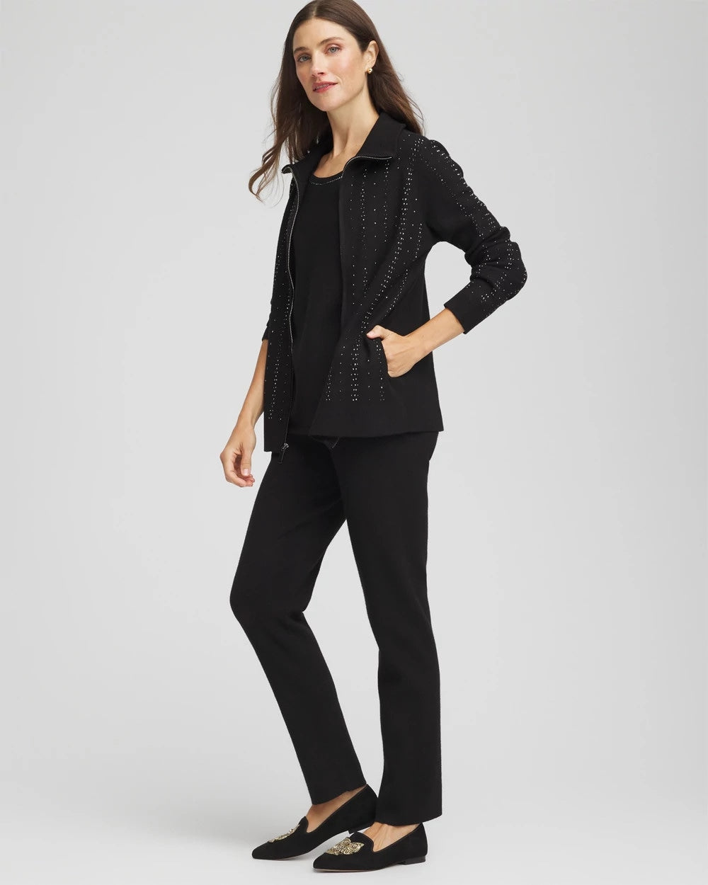 Chico's Clothing Zenergy® Luxe Diamante Zip Cardigan