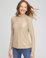 Chico's Clothing Touch of Cool™ Foil Mock Neck Layering Tee