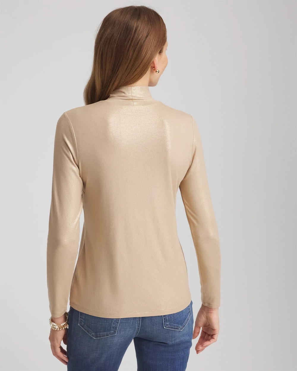 Chico's Clothing Touch of Cool™ Foil Mock Neck Layering Tee