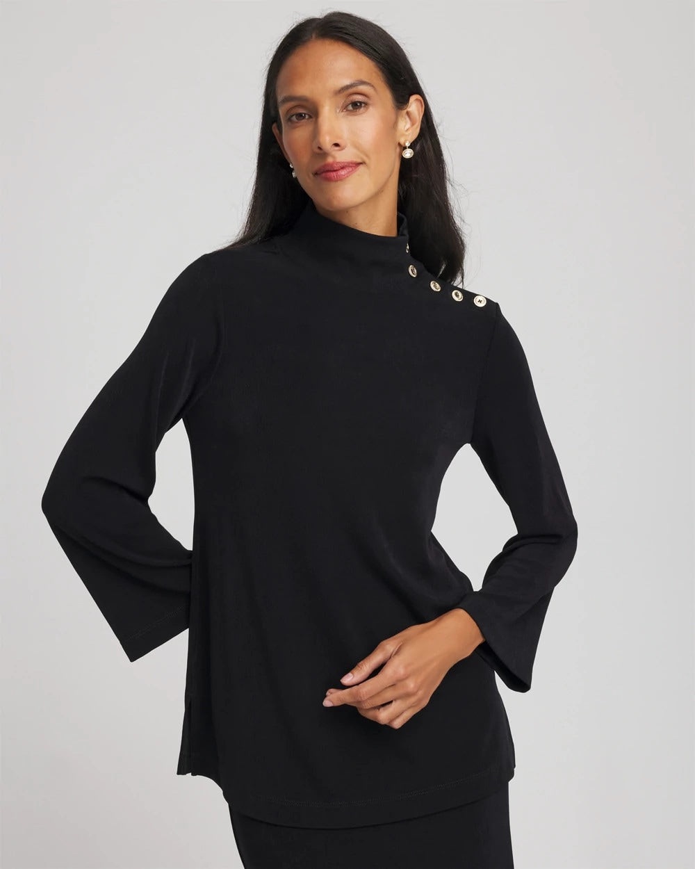 Chico's Clothing Travelers™ Button Mockneck Top