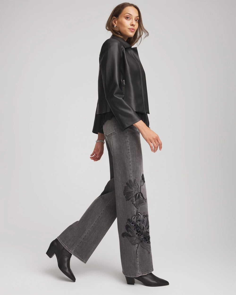 Chico's Clothing Printed High-Rise Wide-Leg Jean