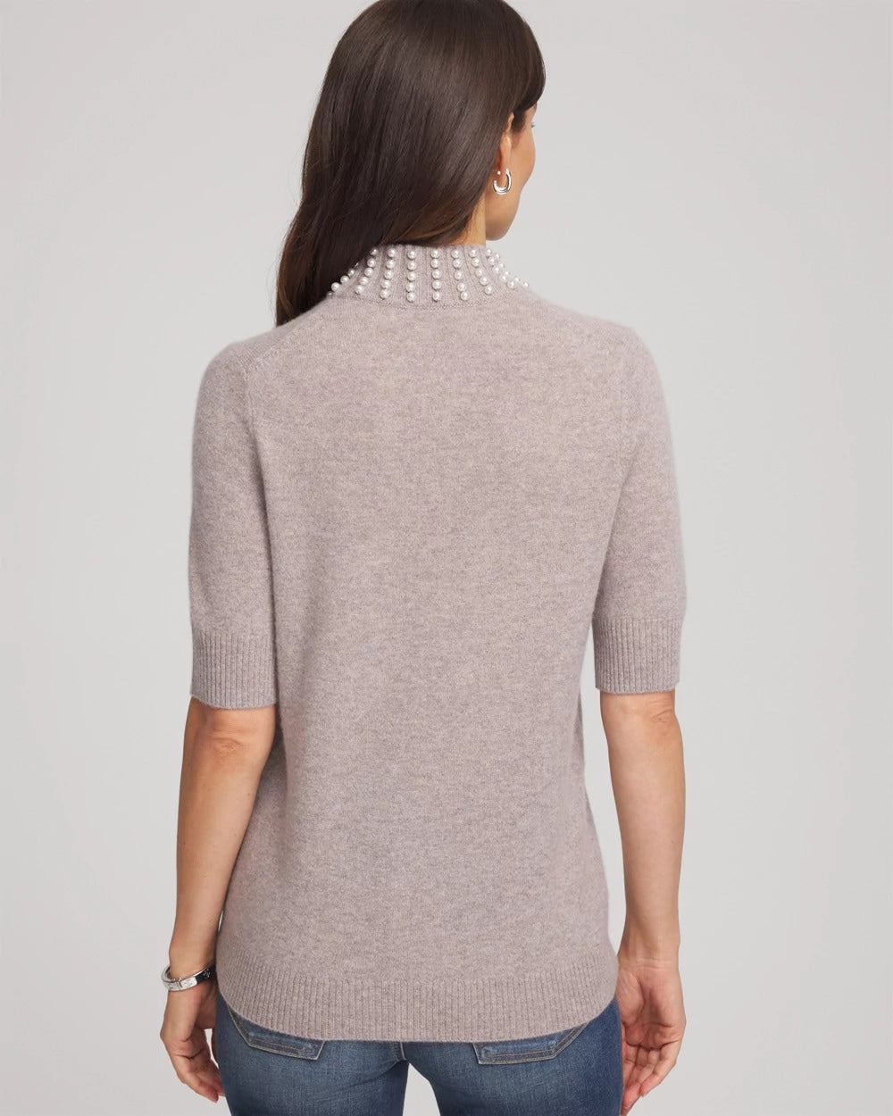 Chico's Clothing Cashmere Pearl Mockneck Sweater