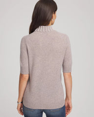 Chico's Clothing Cashmere Pearl Mockneck Sweater