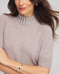 Chico's Clothing Cashmere Pearl Mockneck Sweater