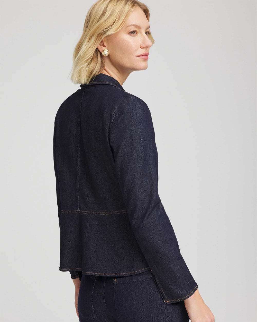 Chico's Clothing Denim Peplum Blazer