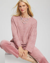 Chico's Clothing Tonal Embroidered Boatneck Pullover Sweater