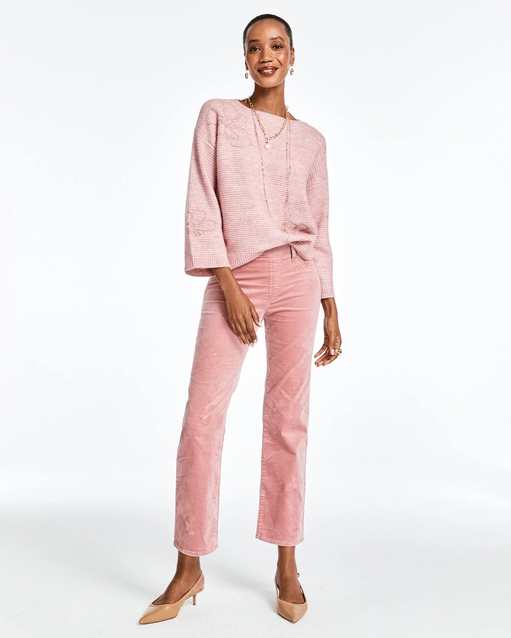 Chico's Clothing Velveteen Pull-On Flared Jeans