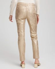 Chico's Clothing Girlfriend Slim Ankle Foiled Lace Jeans