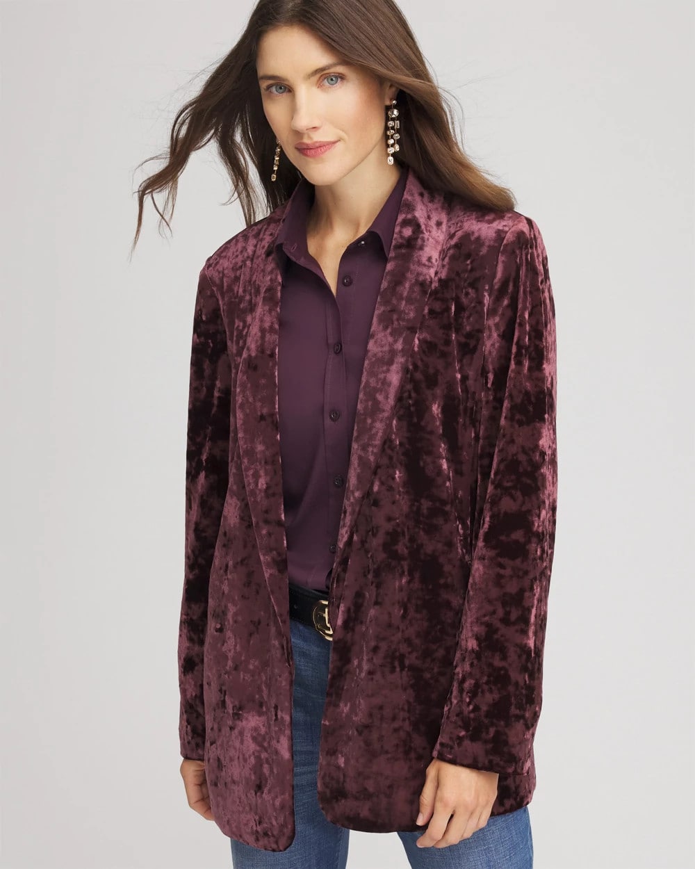 Chico's Clothing Crushed Velvet Blazer