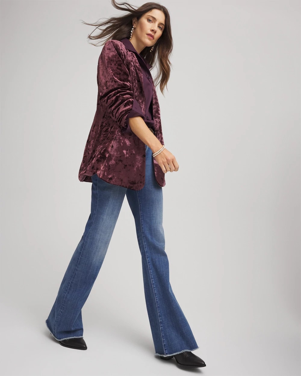 Chico's Clothing Crushed Velvet Blazer