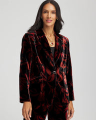 Chico's Clothing Velvet Printed Blazer