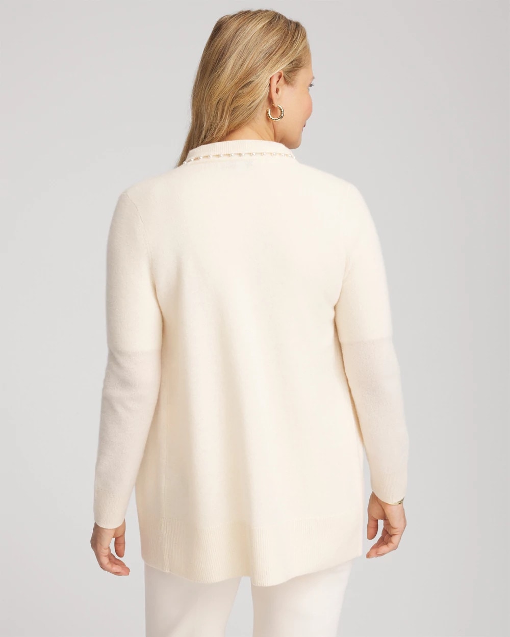 Chico's Clothing Cashmere Pearl-Trim Cardigan