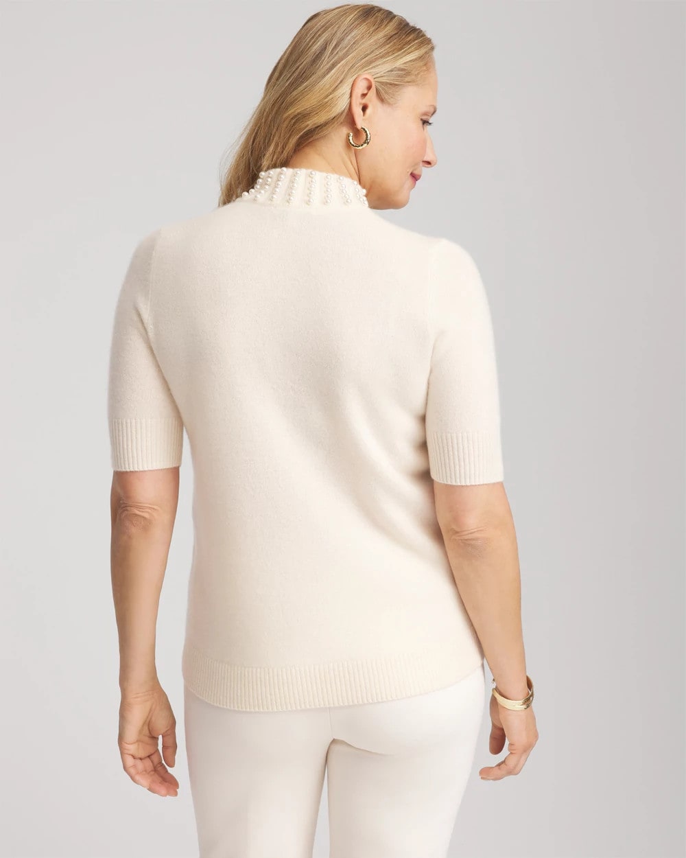 Chico's Clothing Cashmere Pearl Mockneck Sweater