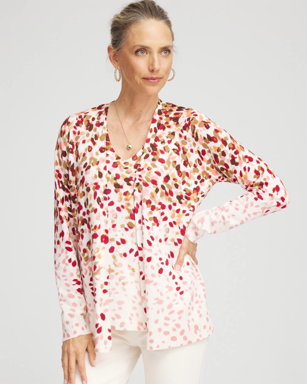 Chico's Clothing Ombré Printed V-Neck Cardigan