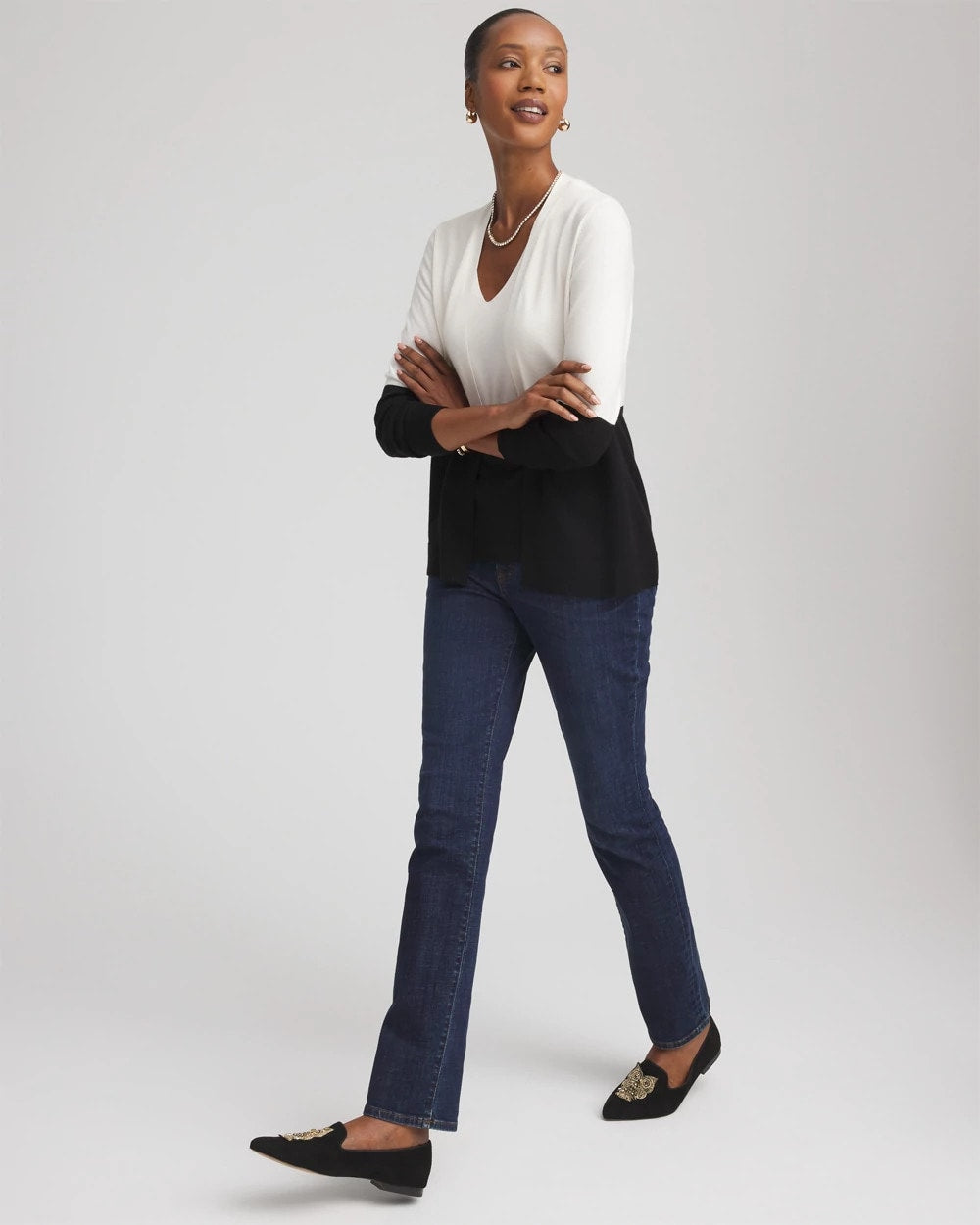 Chico's Clothing Ella Colorblock Long-Sleeve Cardigan