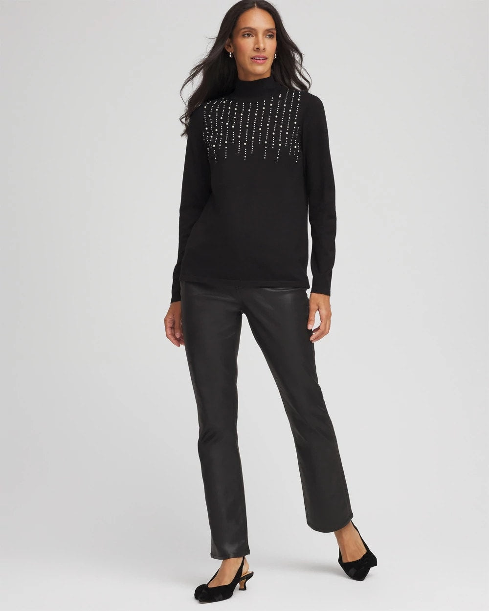 Chico's Clothing Ella Embellished Mockneck Sweater