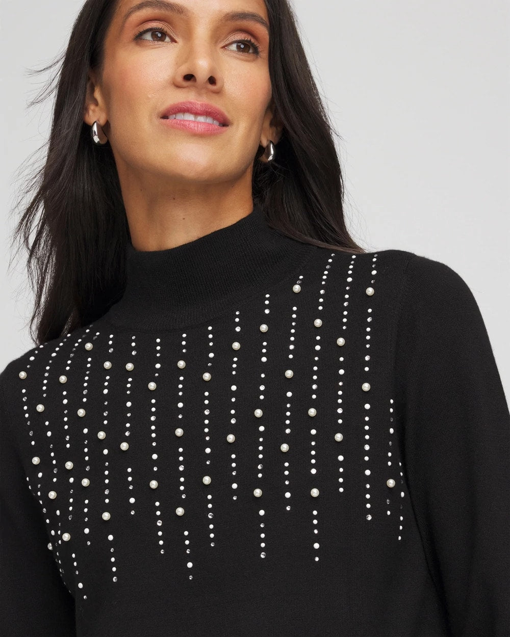 Chico's Clothing Ella Embellished Mockneck Sweater