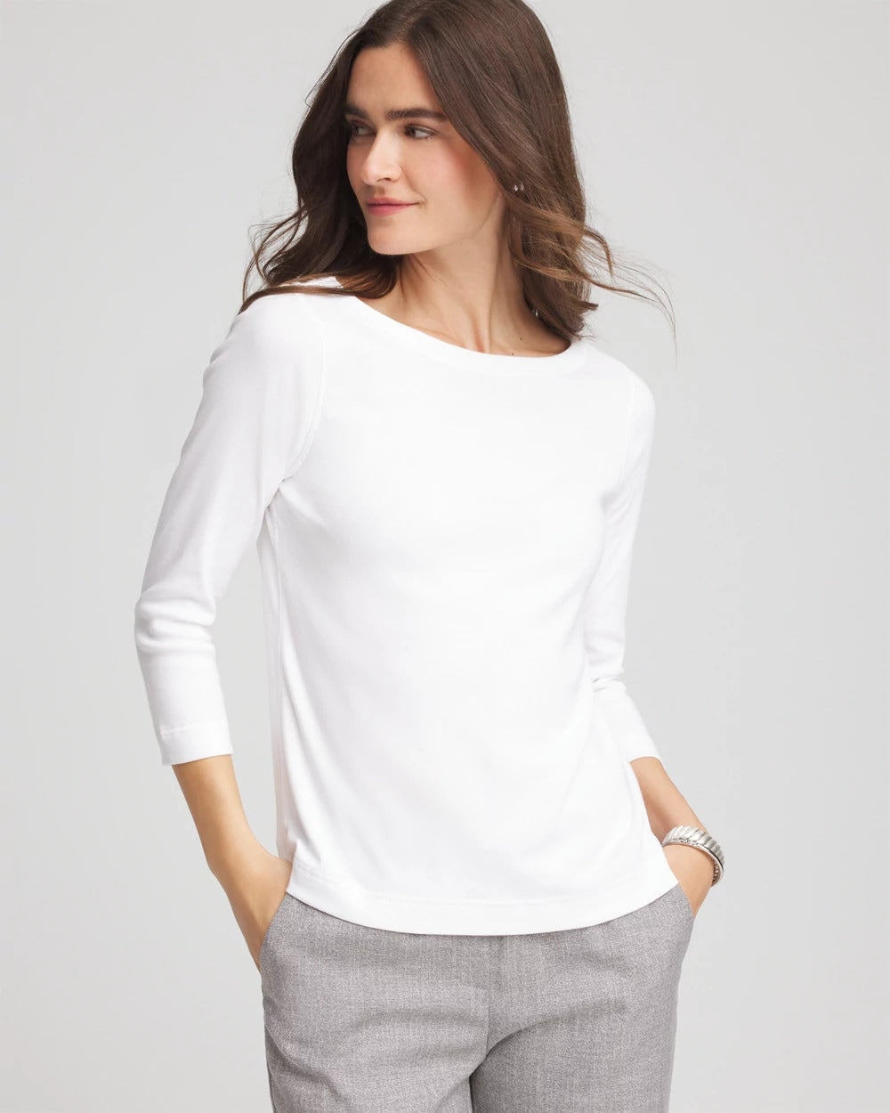Chico's Clothing Pima Cotton 3/4 Sleeve Tee