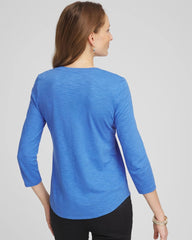 Chico's Clothing Slub 3/4 Sleeve Tee