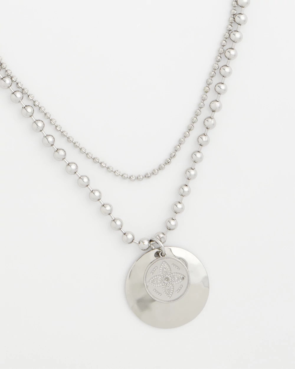 Chico's Jewelry Short Silver Ball Chain Pendant