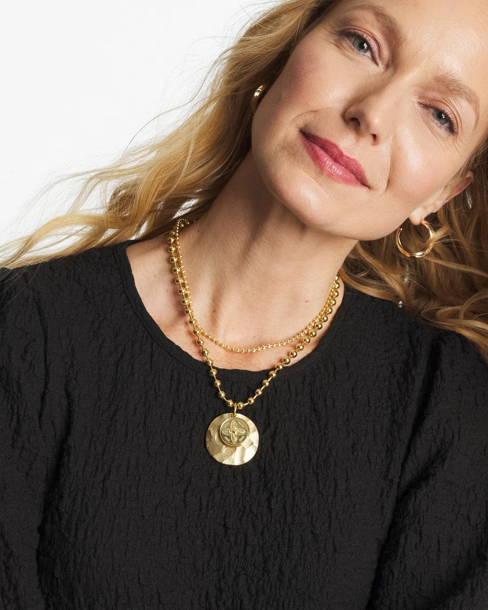 Chico's Jewelry Short Gold Ball Chain Pendant