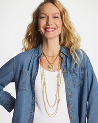 Chico's Jewelry Short Gold Ball Chain Pendant