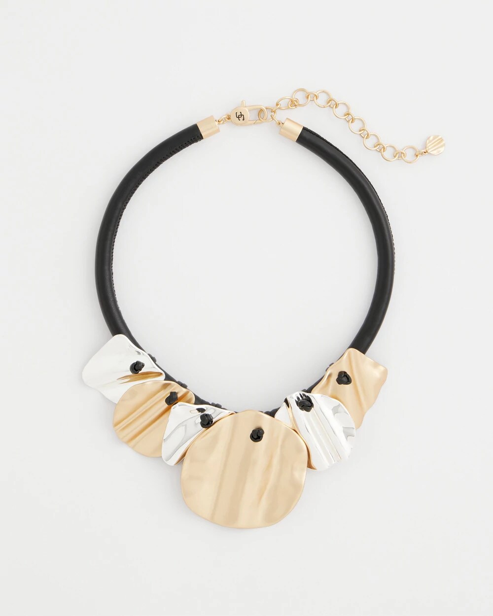 Chico's Jewelry Crinkle Mixed Metal Bib Necklace