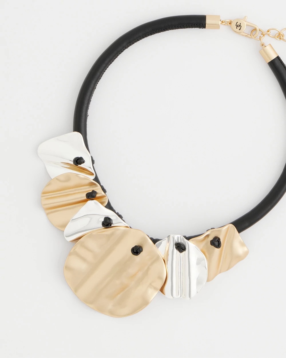 Chico's Jewelry Crinkle Mixed Metal Bib Necklace