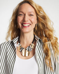 Chico's Jewelry Crinkle Mixed Metal Bib Necklace