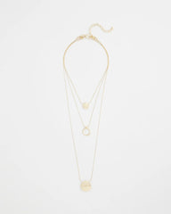 Chico's Jewelry Gold Triple Pendant Necklace