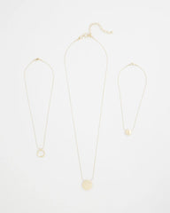 Chico's Jewelry Gold Triple Pendant Necklace