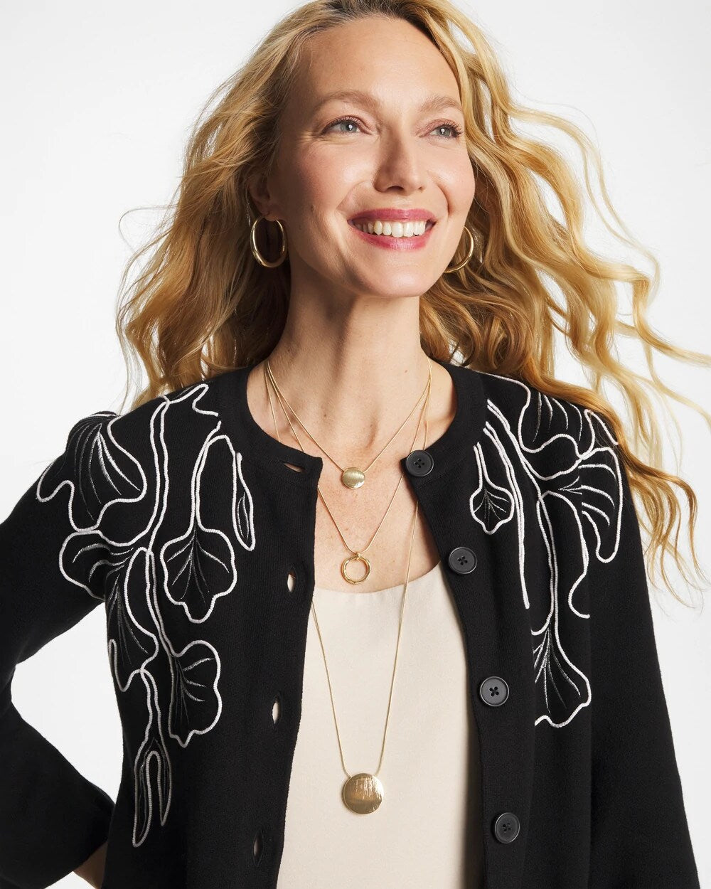 Chico's Jewelry Gold Triple Pendant Necklace