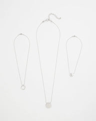 Chico's Jewelry Silver Triple Pendant Necklace