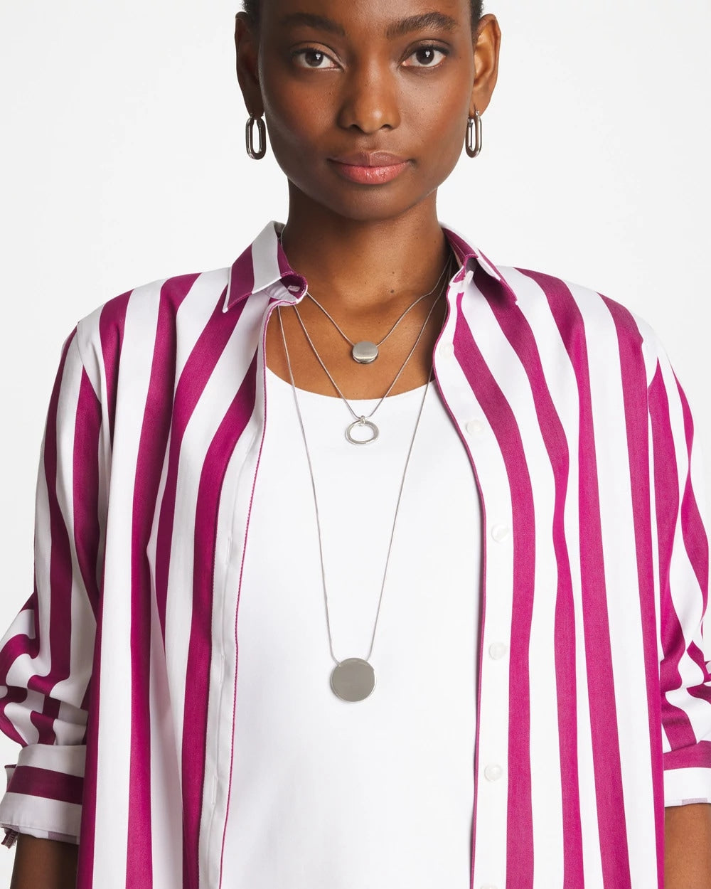 Chico's Jewelry Silver Triple Pendant Necklace